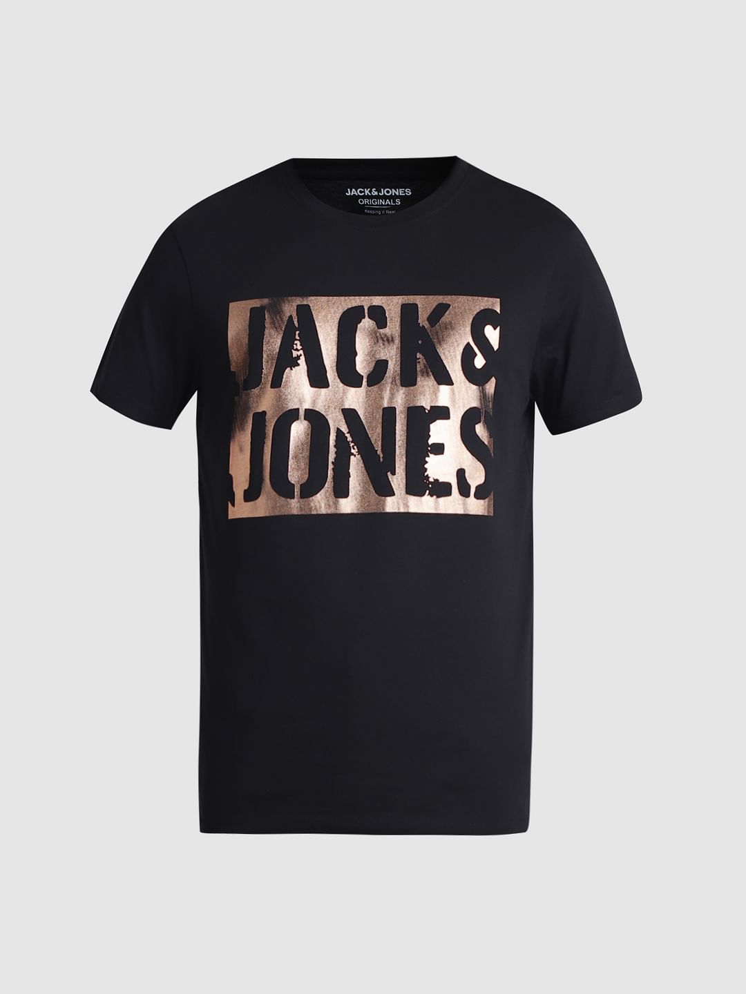 Black Foil Print Crew Neck T-shirt