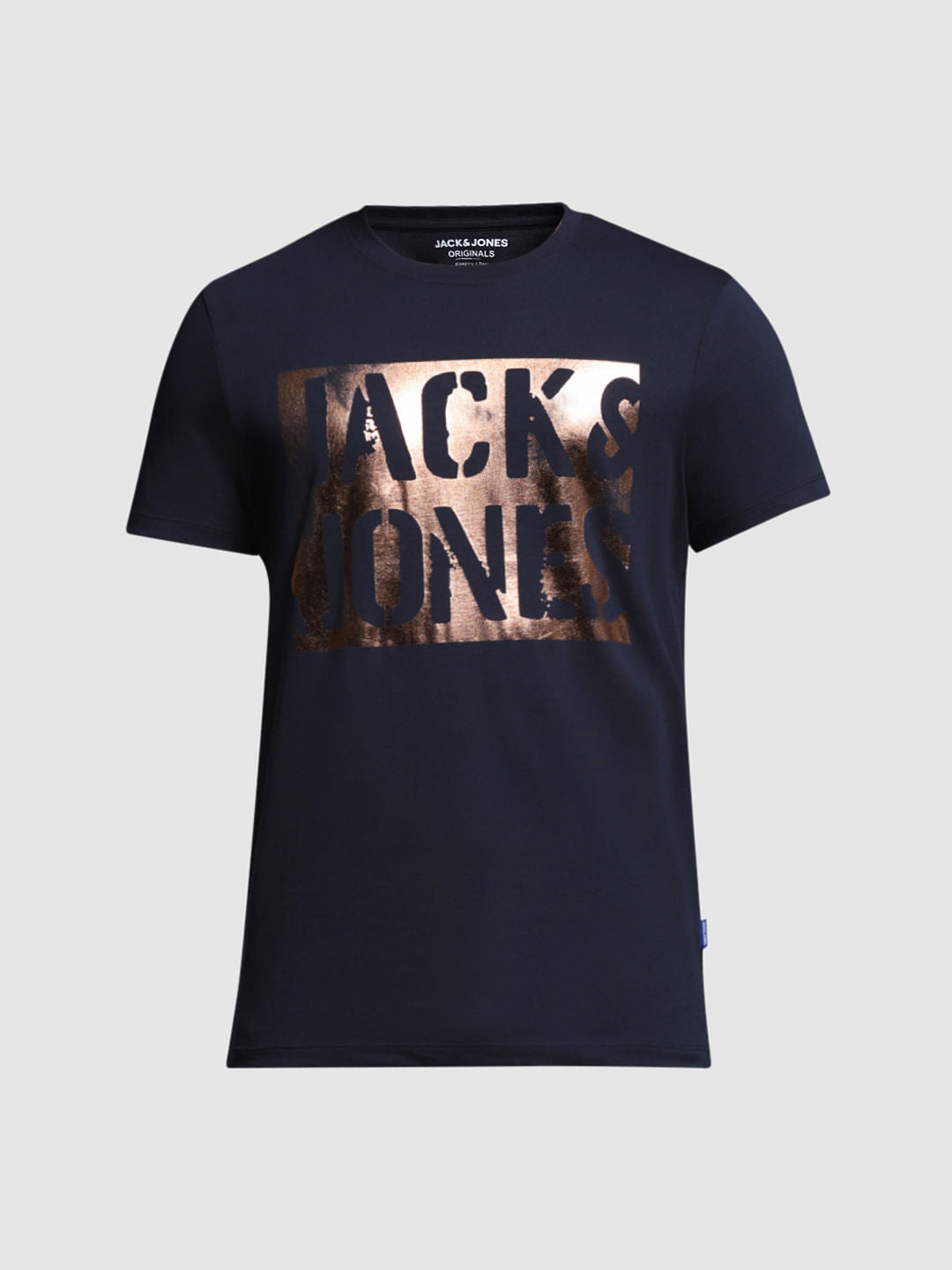 Navy Blue Foil Print T-shirt