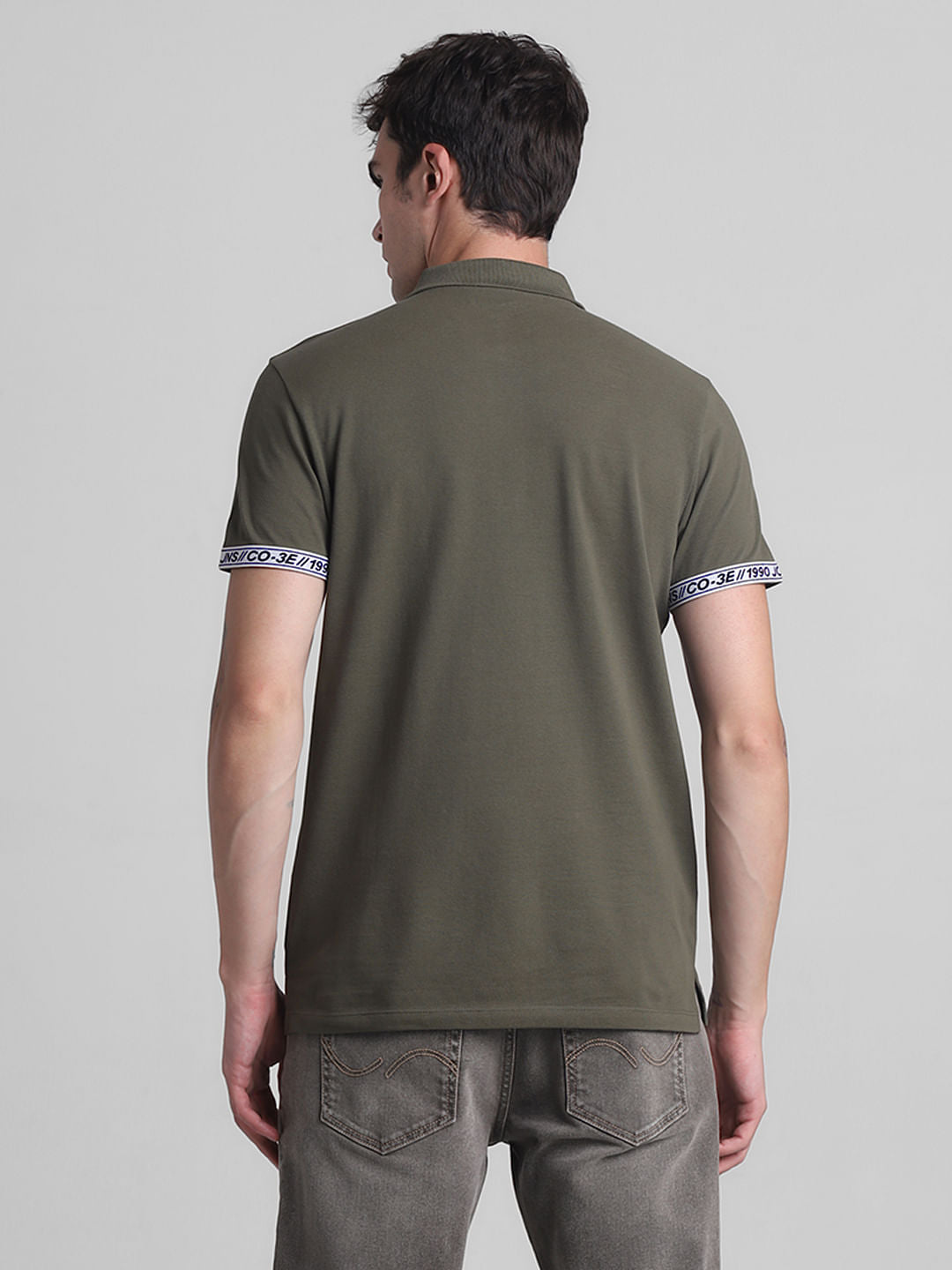 Green Logo Tape Print Polo T-shirt