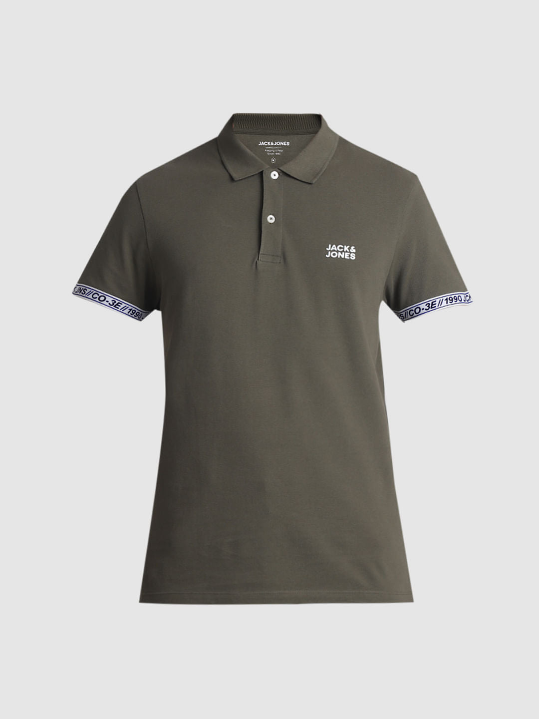 Green Logo Tape Print Polo T-shirt