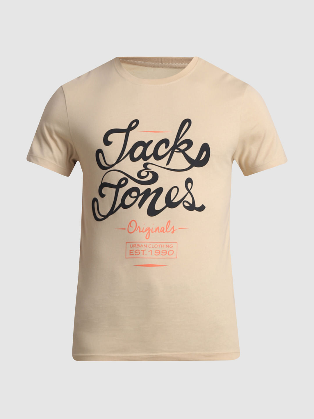 Brown Text Print Crew Neck T-shirt