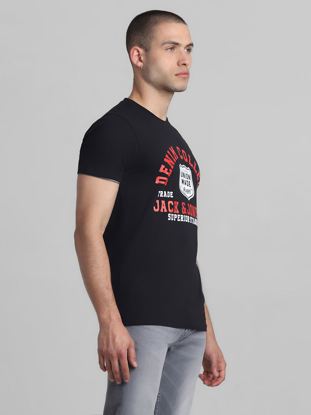 Black Graphic Print Crew Neck T-shirt