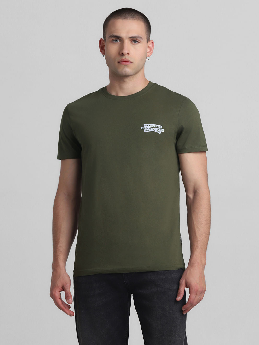 Green Cotton Crew Neck T-shirt