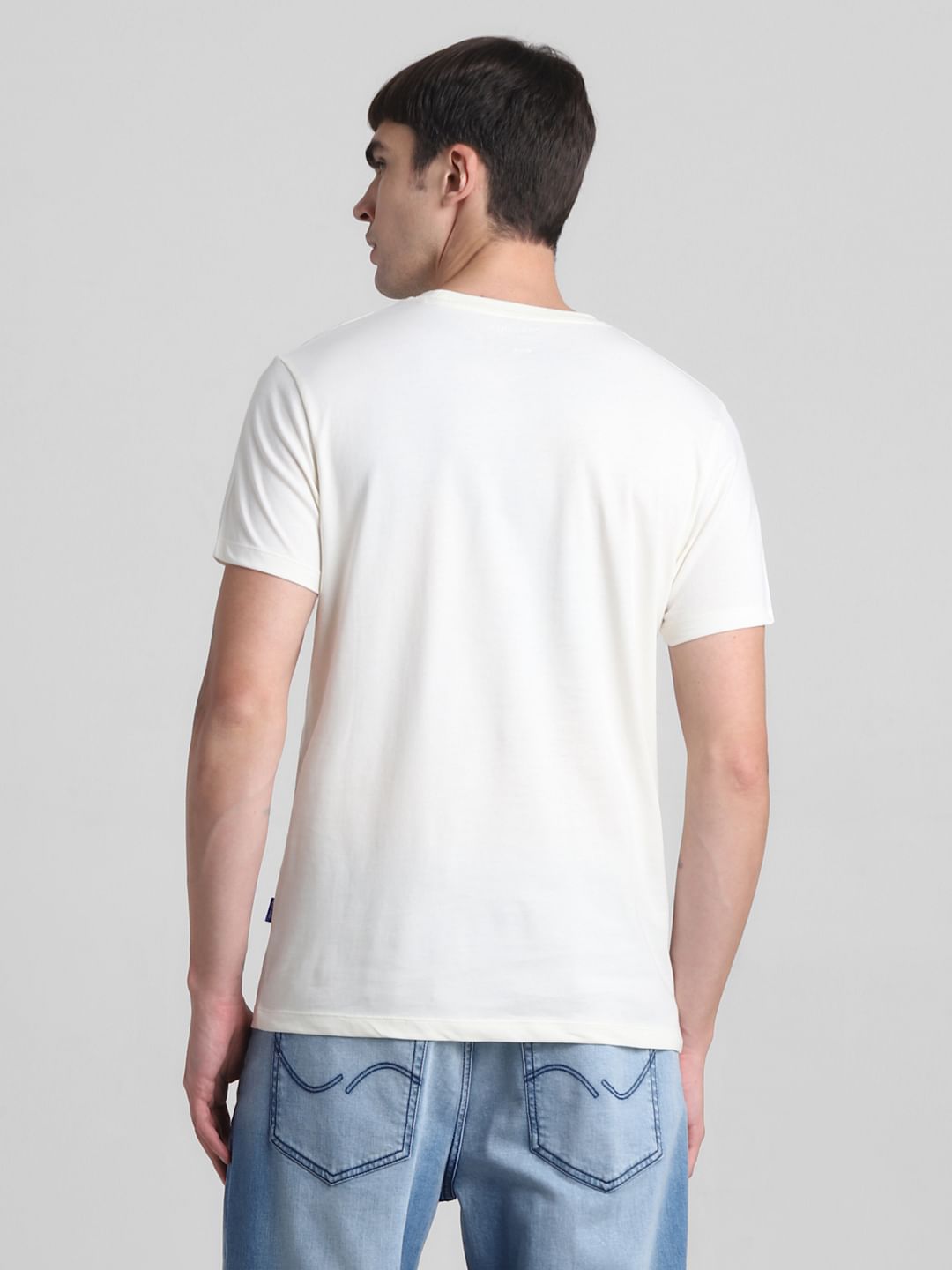 White Logo Print Crew Neck T-shirt