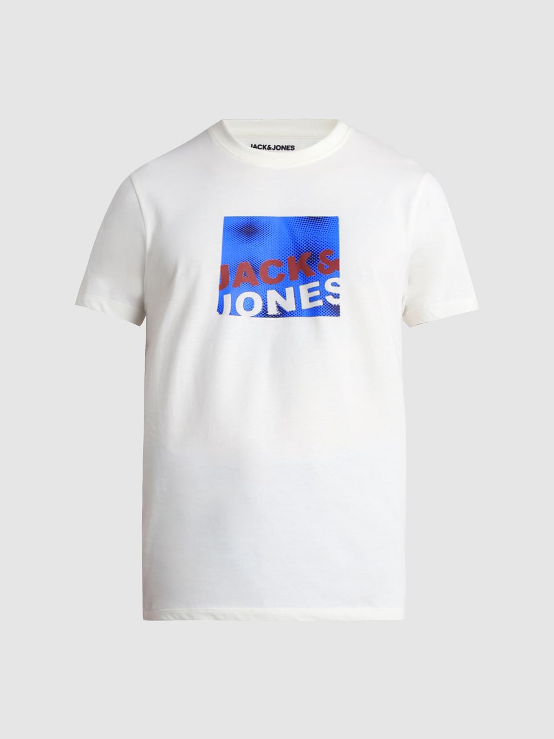 White Logo Print Crew Neck T-shirt