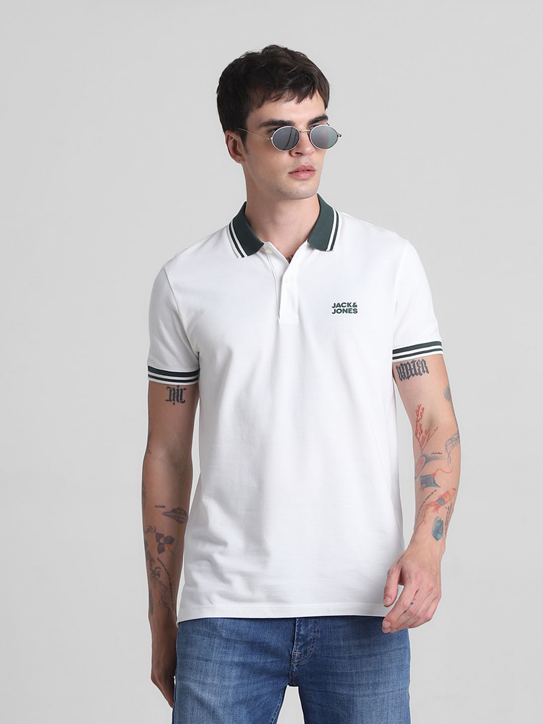 White Contrast Tipping Polo T-shirt