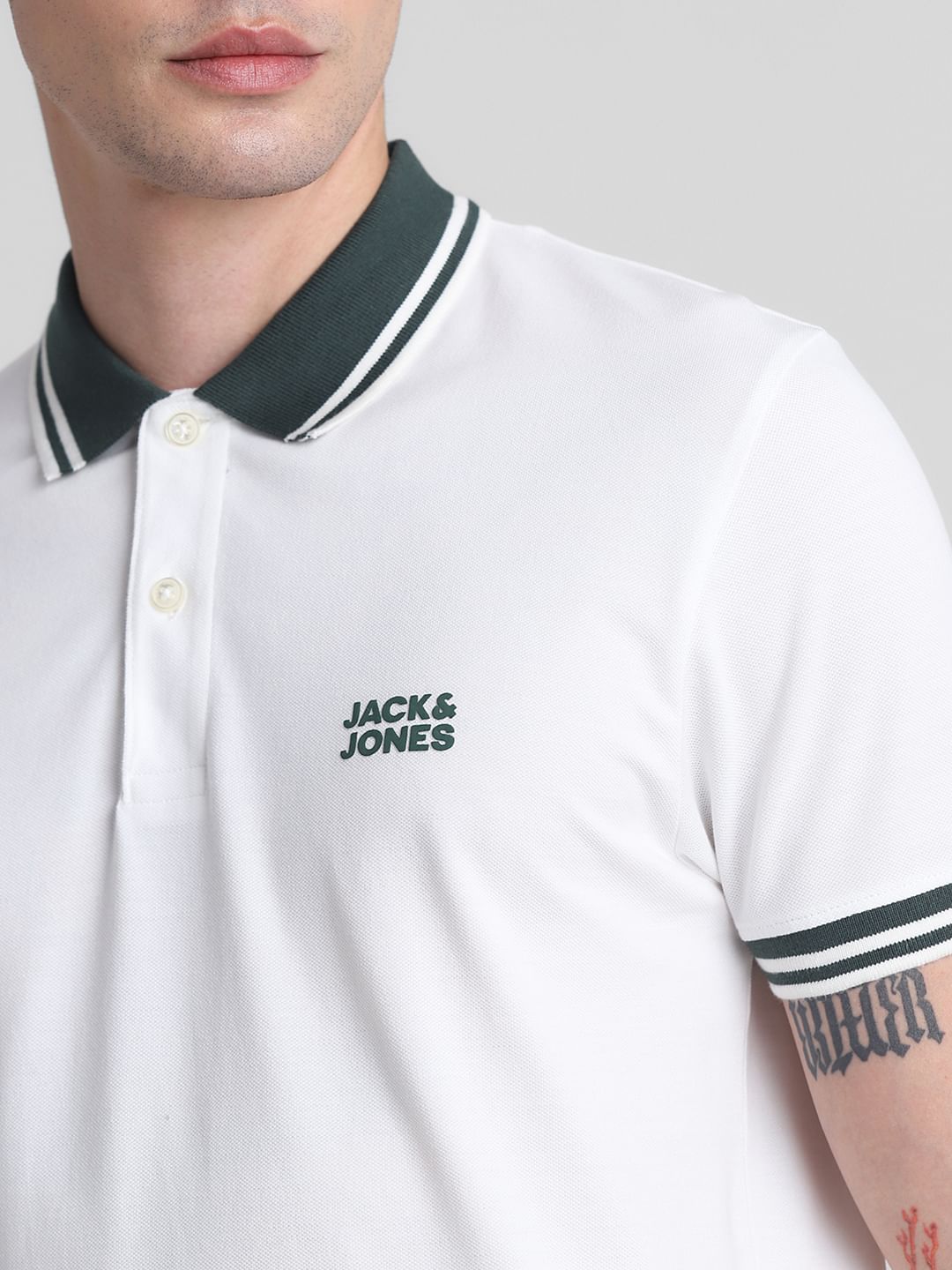 White Contrast Tipping Polo T-shirt