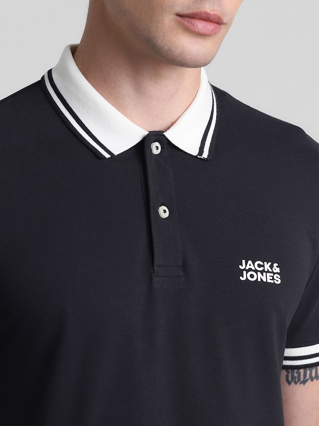 Black Contrast Tipping Polo T-shirt