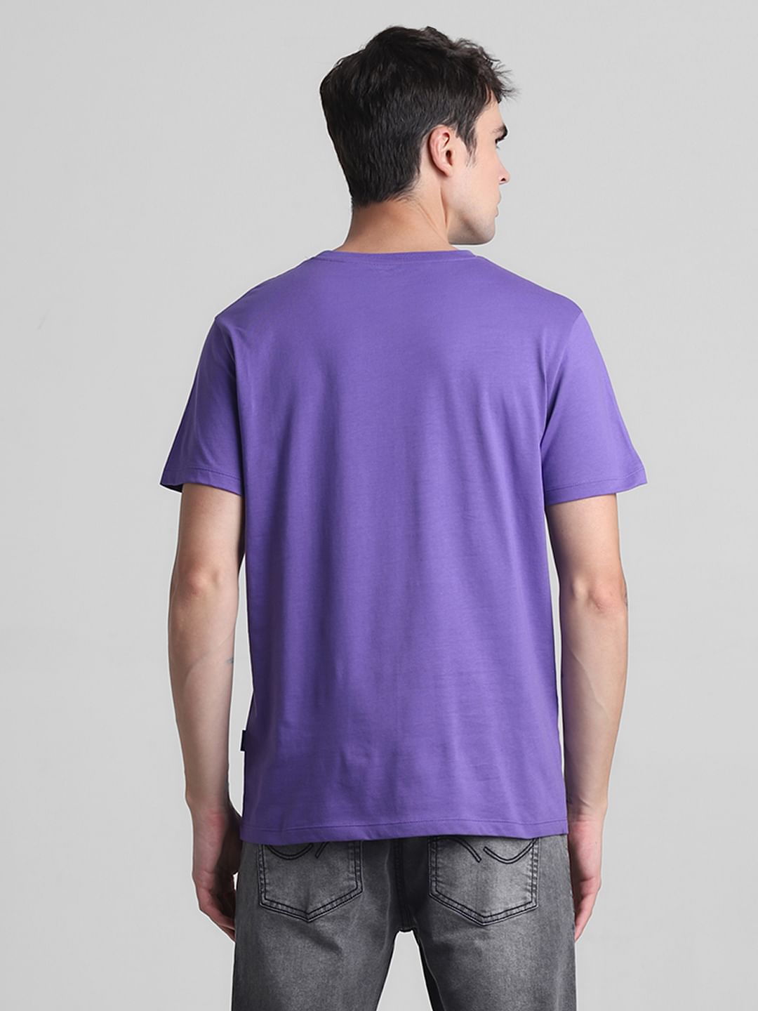 Purple Graphic Print Crew Neck T-shirt