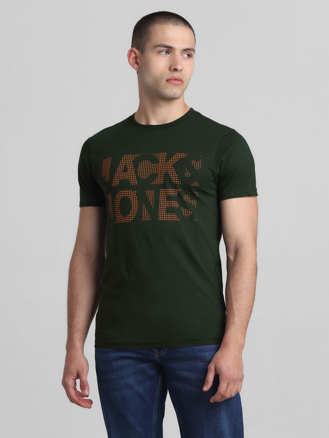 Green Logo Print Crew Neck T-shirt