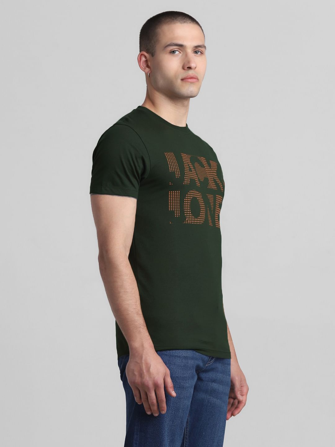 Green Logo Print Crew Neck T-shirt