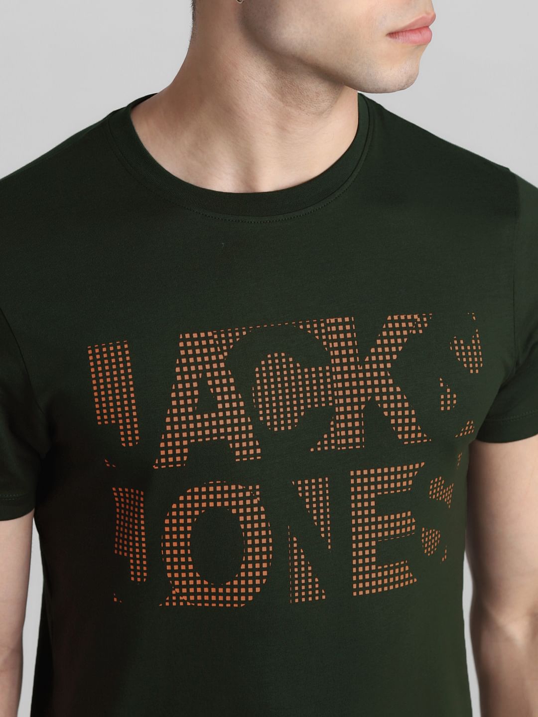 Green Logo Print Crew Neck T-shirt