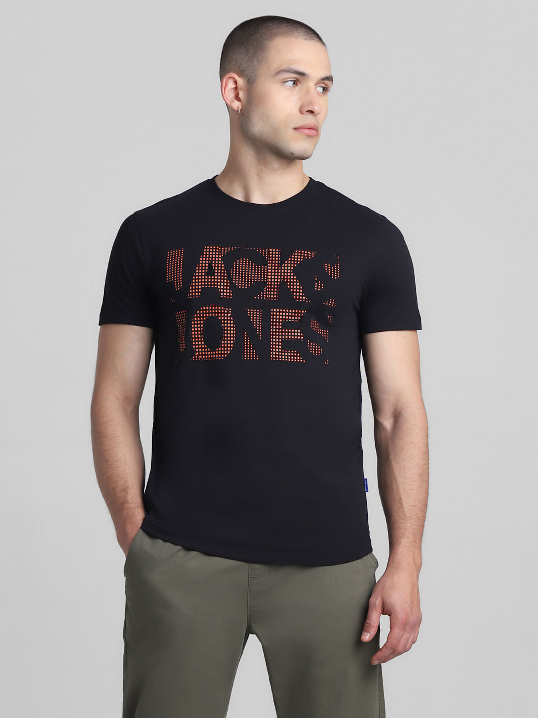 Black Logo Print Crew Neck T-shirt
