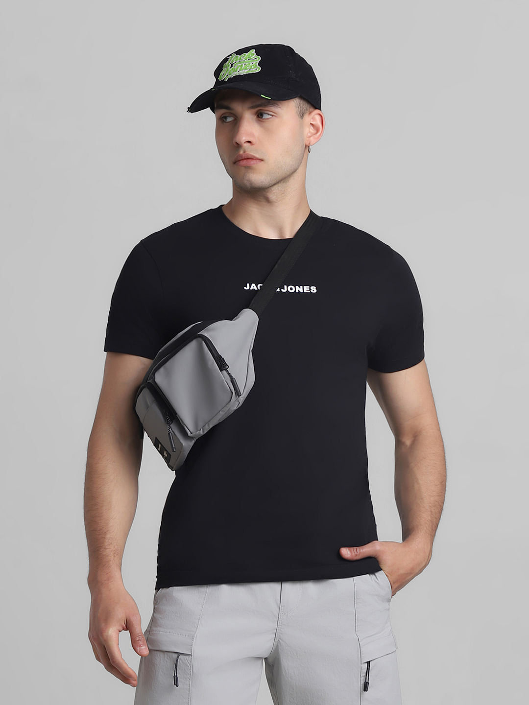 Black Logo Print Crew Neck T-shirt