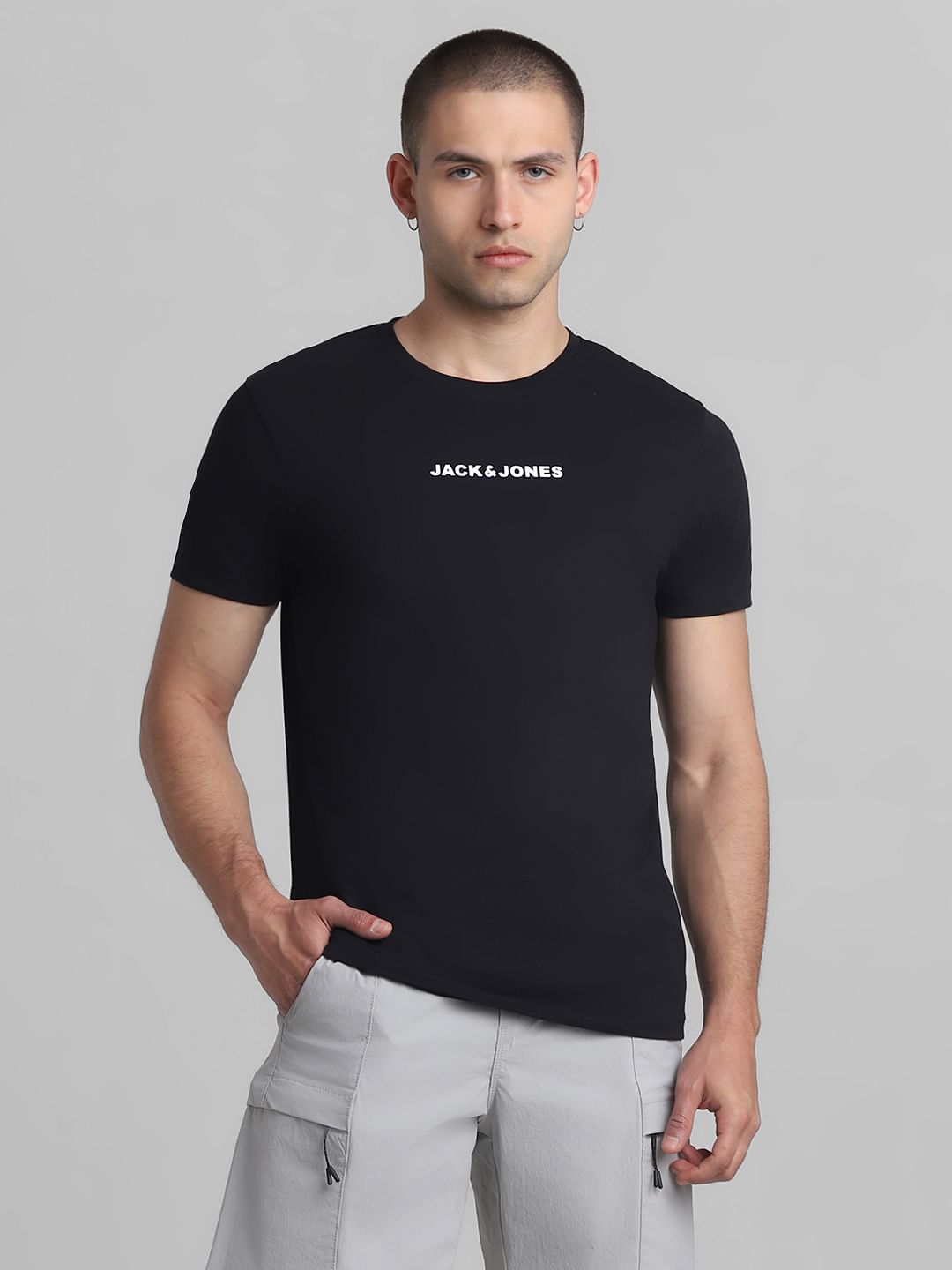 Black Logo Print Crew Neck T-shirt