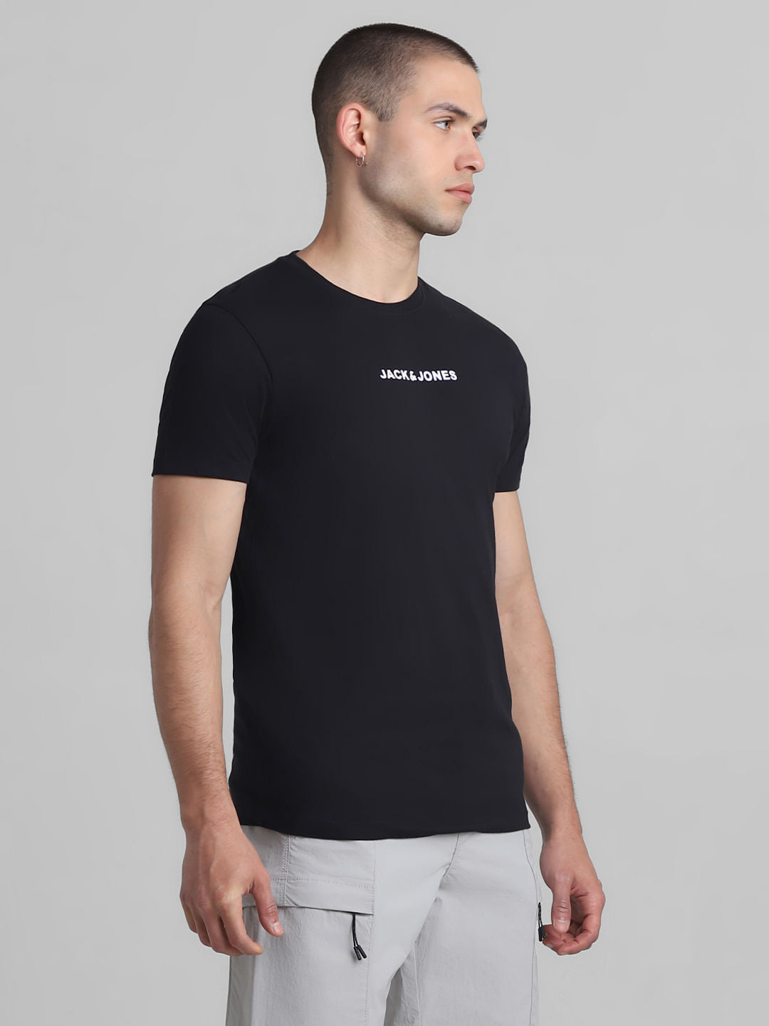Black Logo Print Crew Neck T-shirt