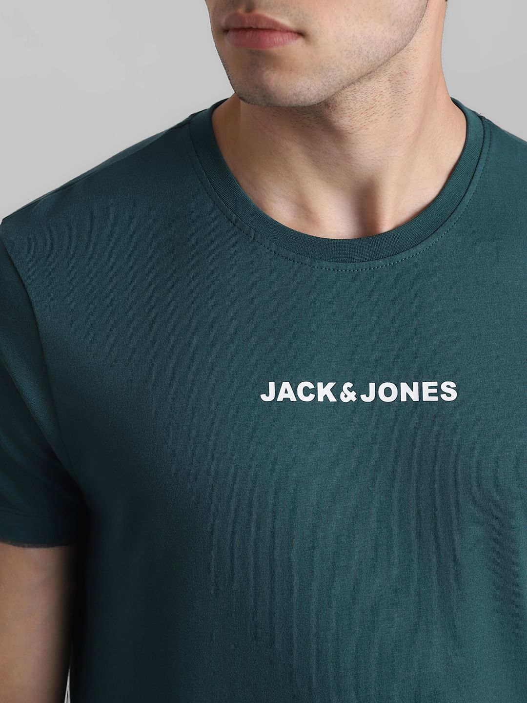 Green Logo Print Crew Neck T-shirt