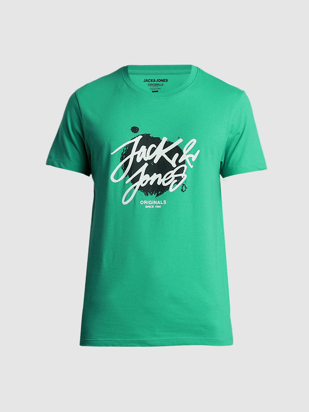 Green Logo Print Crew Neck T-shirt