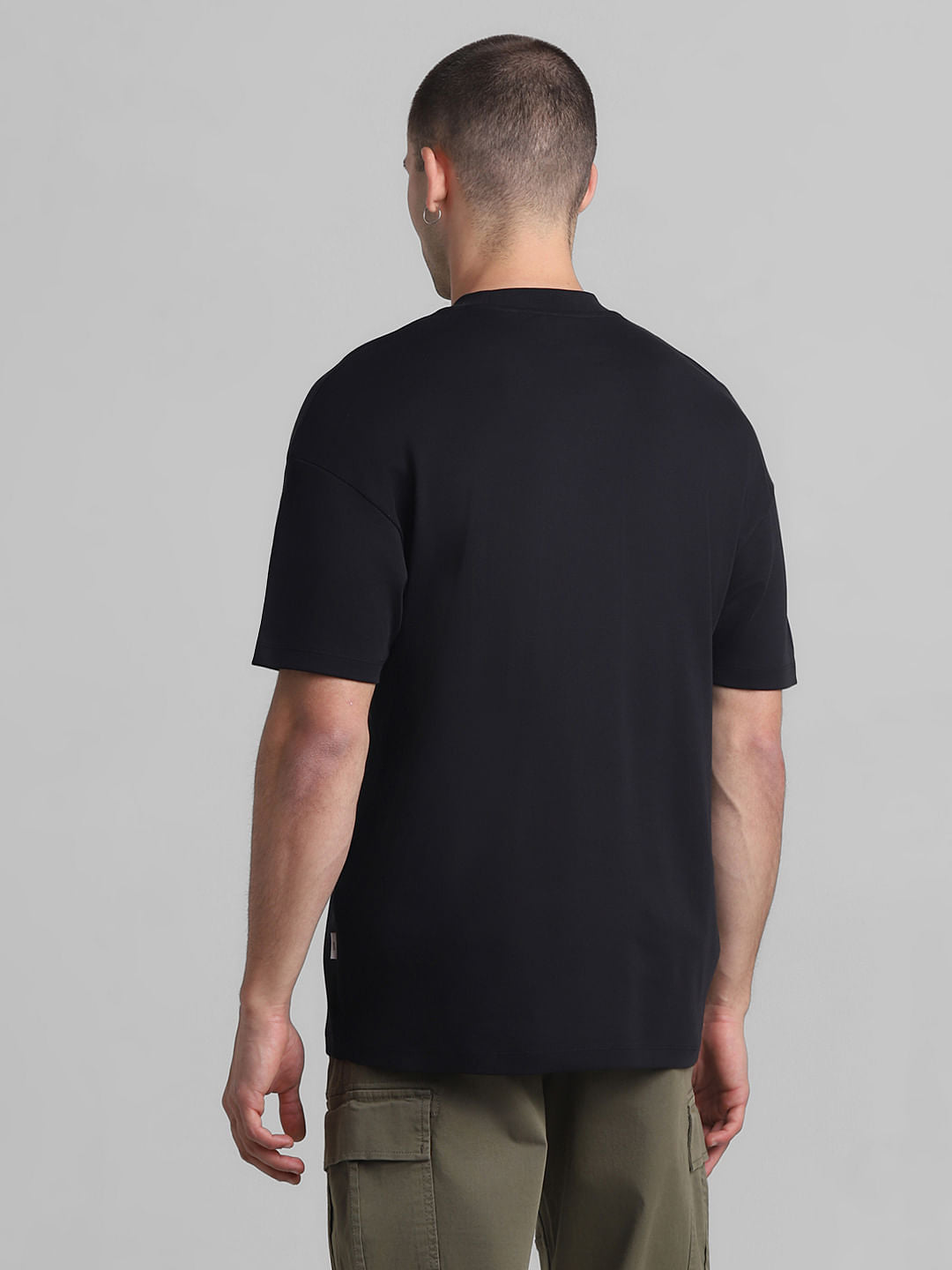 Black Contrast Pocket Oversized T-shirt