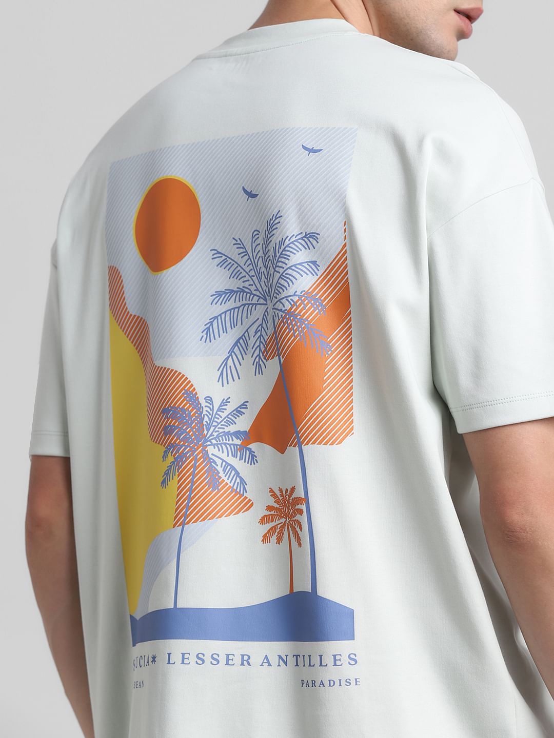 White Graphic Print Oversized T-shirt