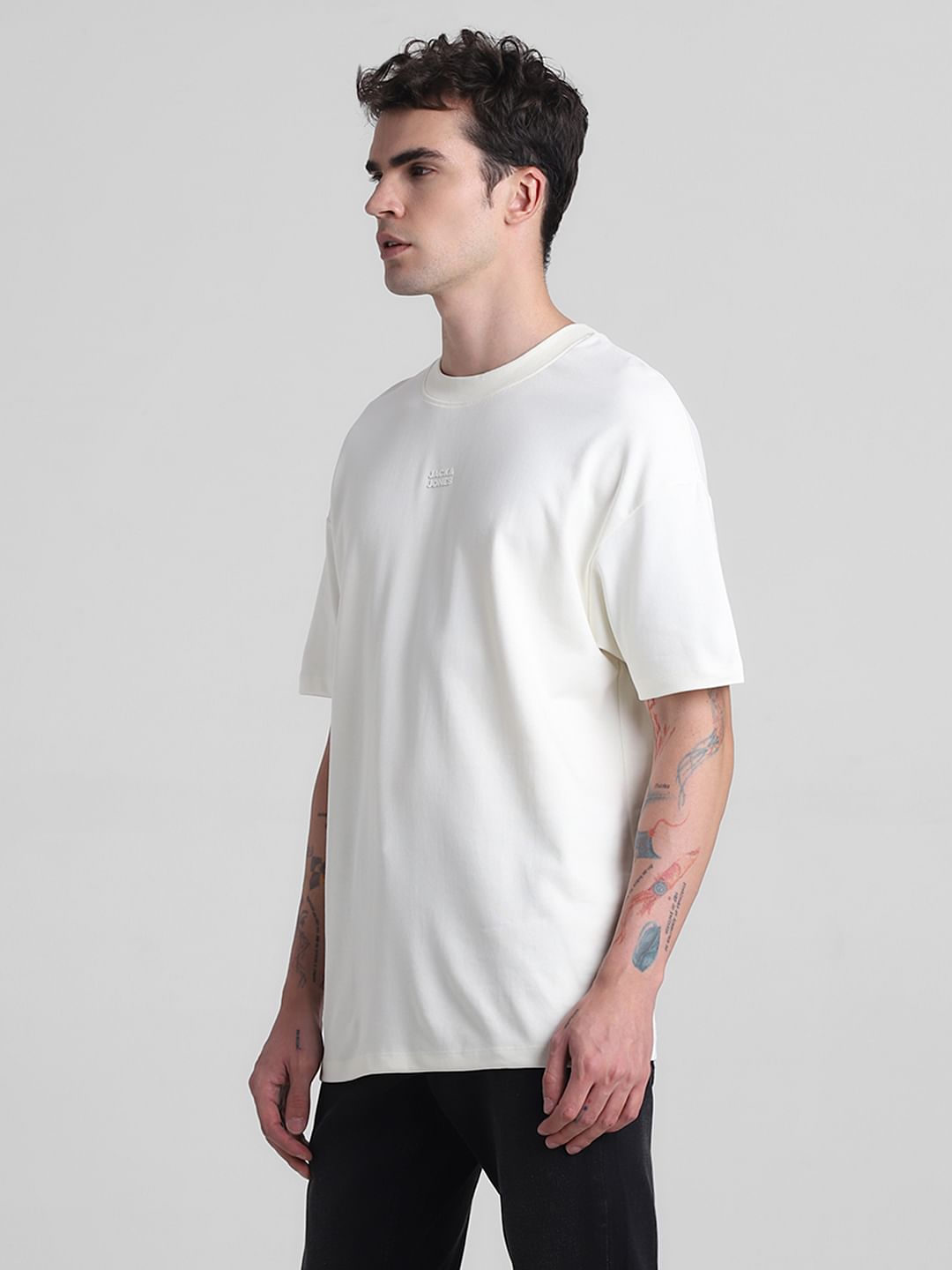 White Cotton Crew Neck T-shirt