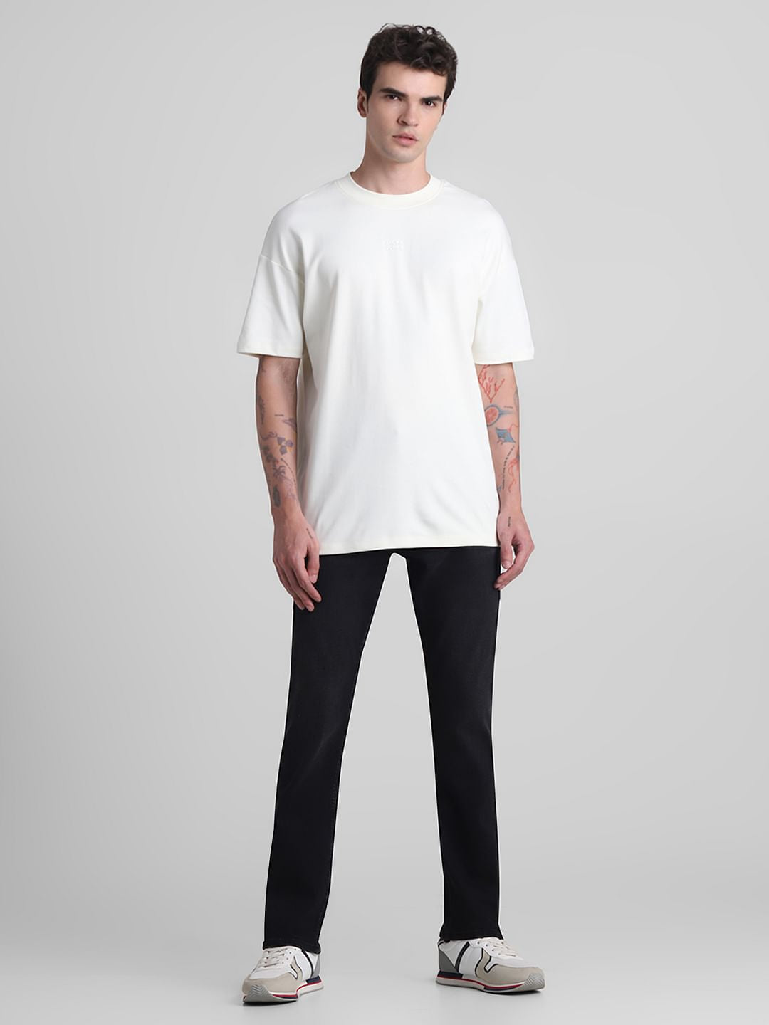 White Cotton Crew Neck T-shirt