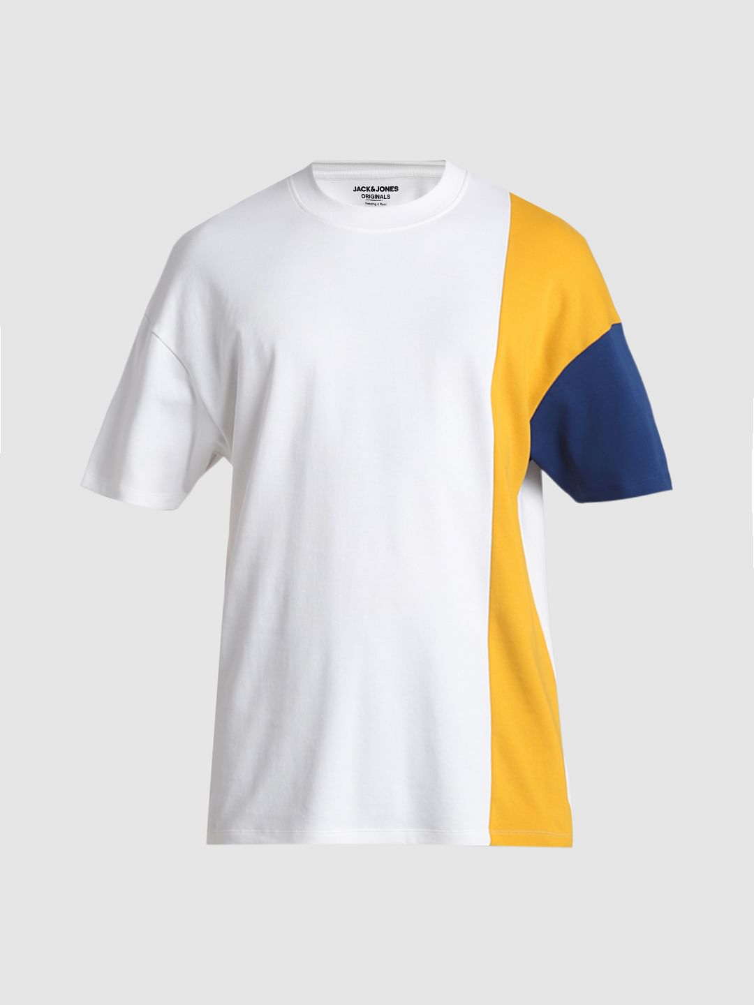 White Colourblocked Oversized T-shirt