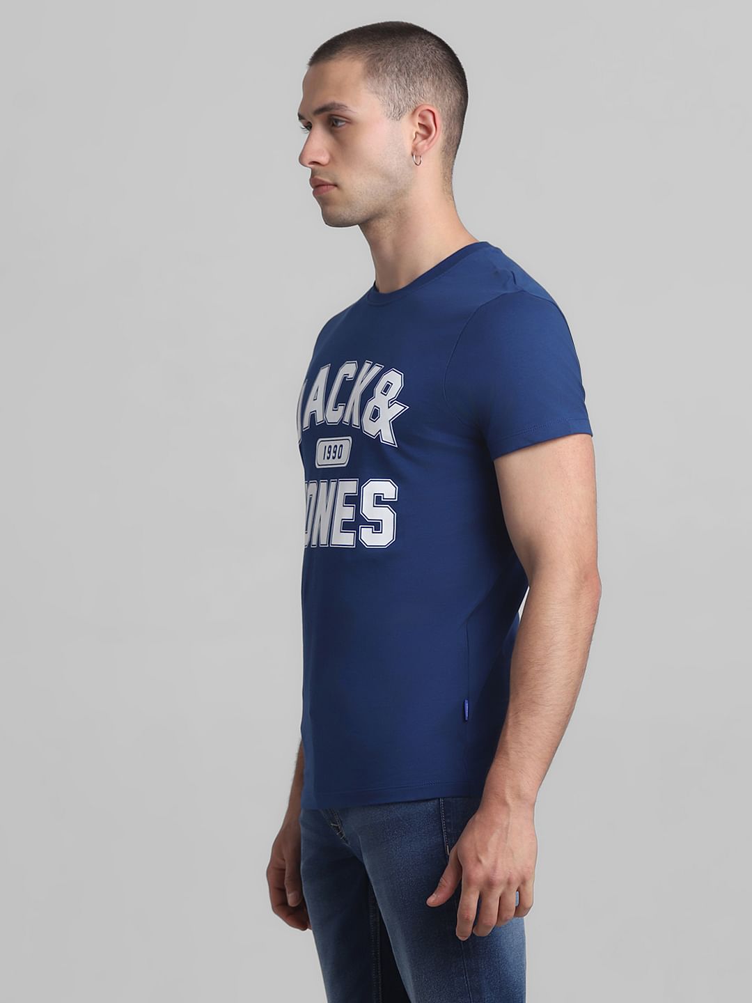 Dark Blue Varsity Crew Neck T-shirt