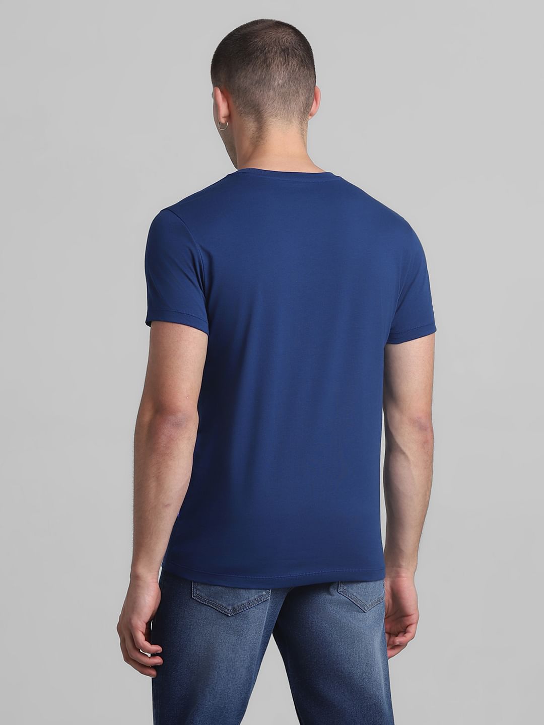 Dark Blue Varsity Crew Neck T-shirt
