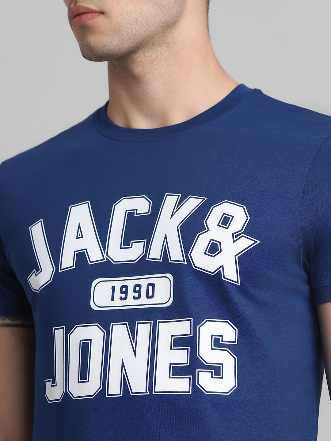 Dark Blue Varsity Crew Neck T-shirt