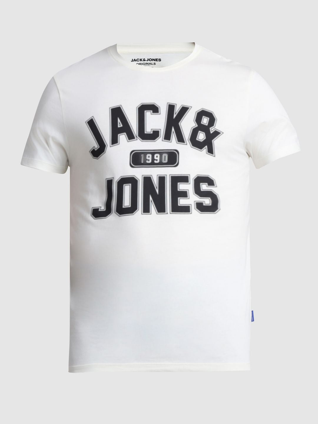 White Logo Print Crew Neck T-shirt