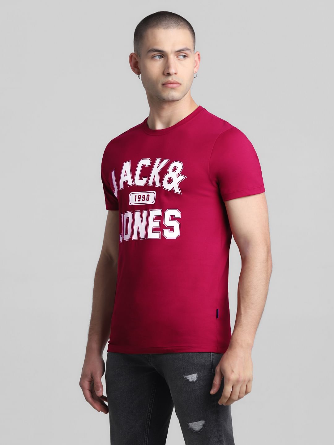 Red Logo Print Crew Neck T-shirt