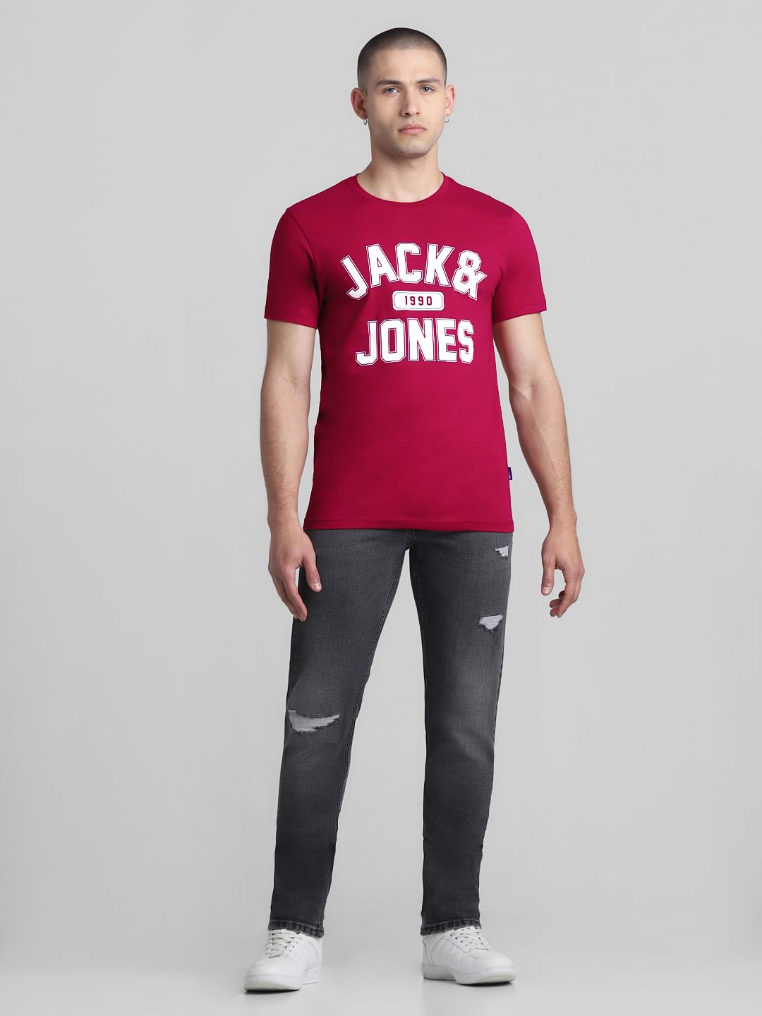 Red Logo Print Crew Neck T-shirt