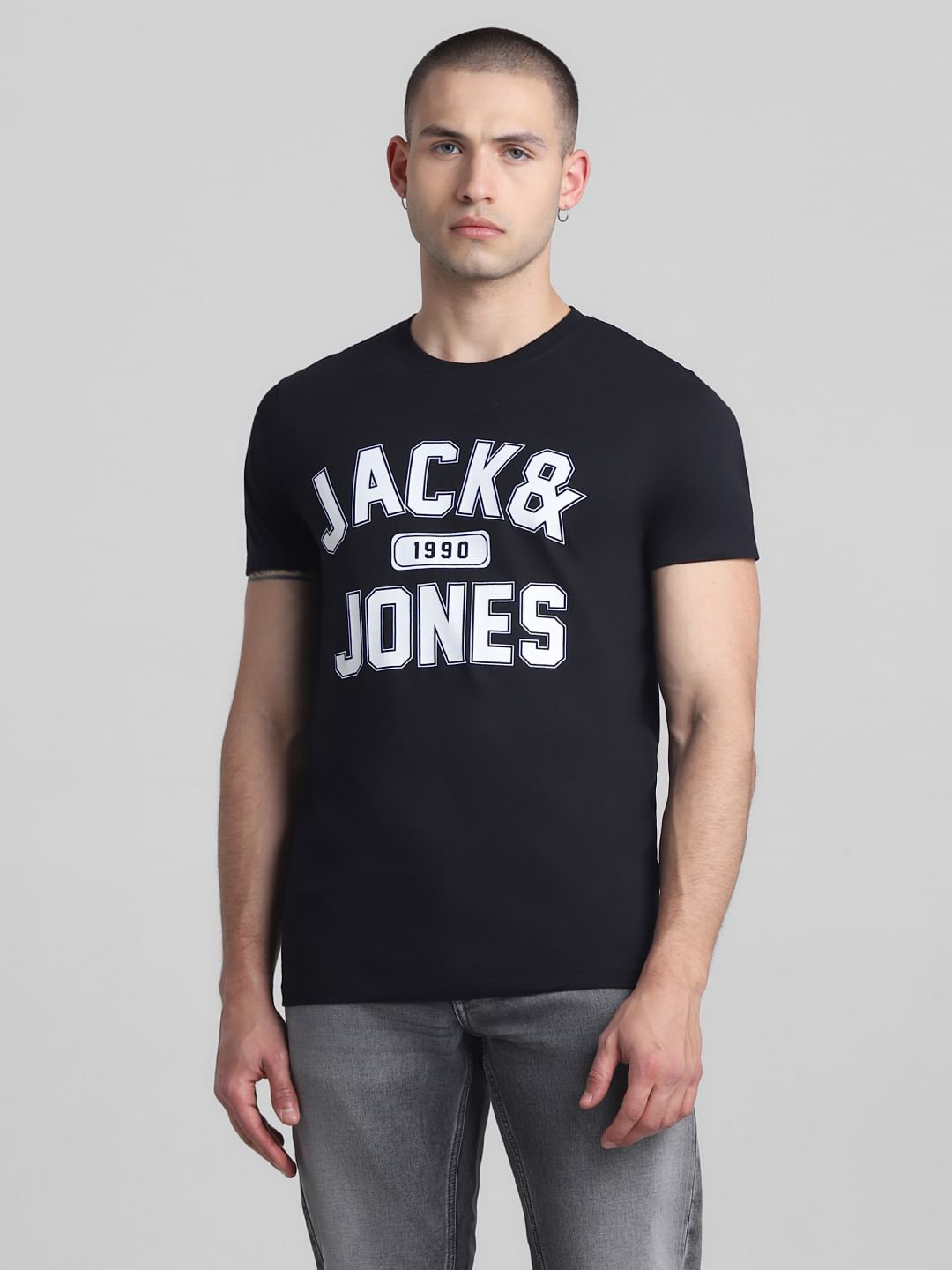 Black Logo Print Crew Neck T-shirt