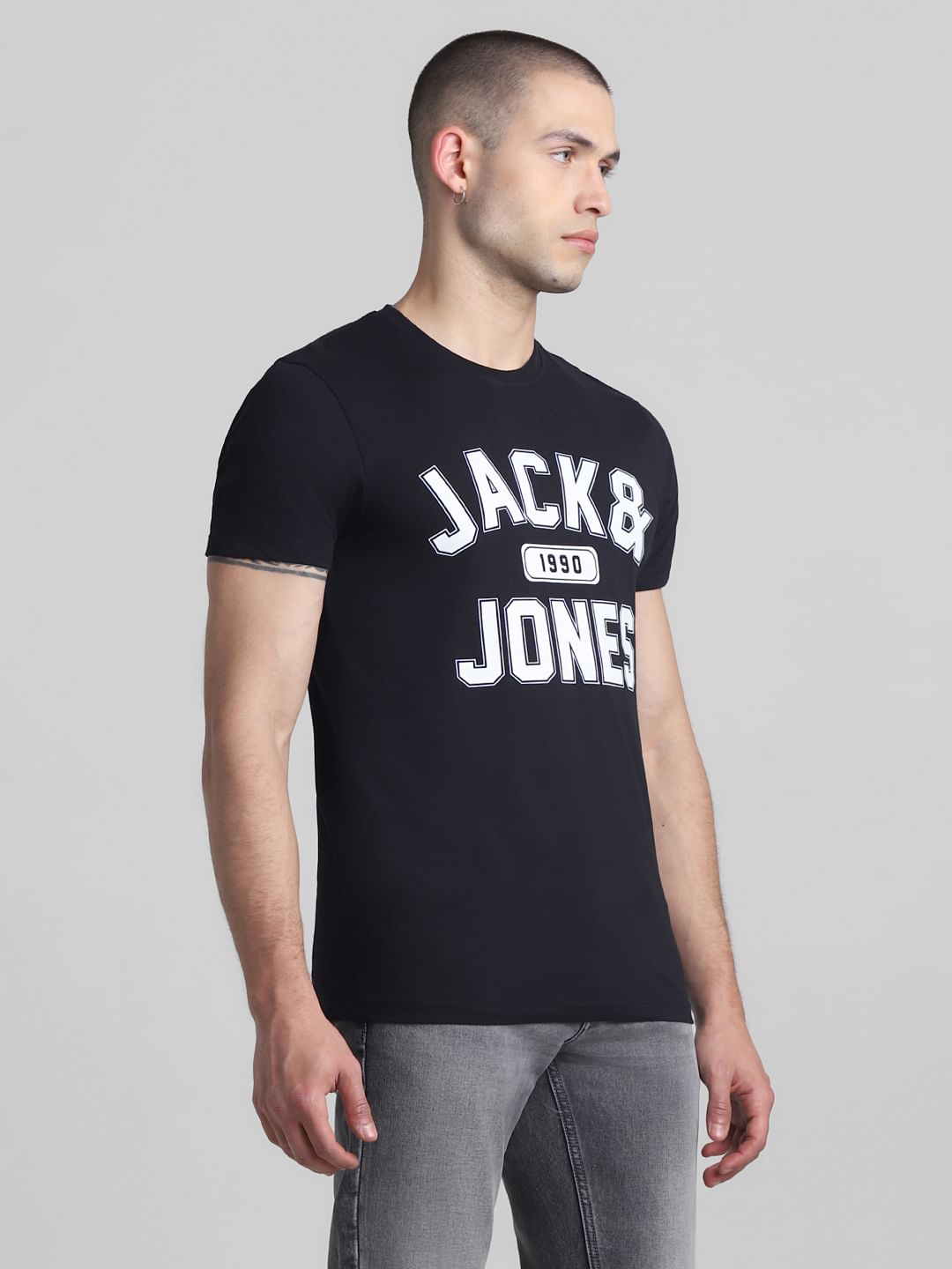 Black Logo Print Crew Neck T-shirt