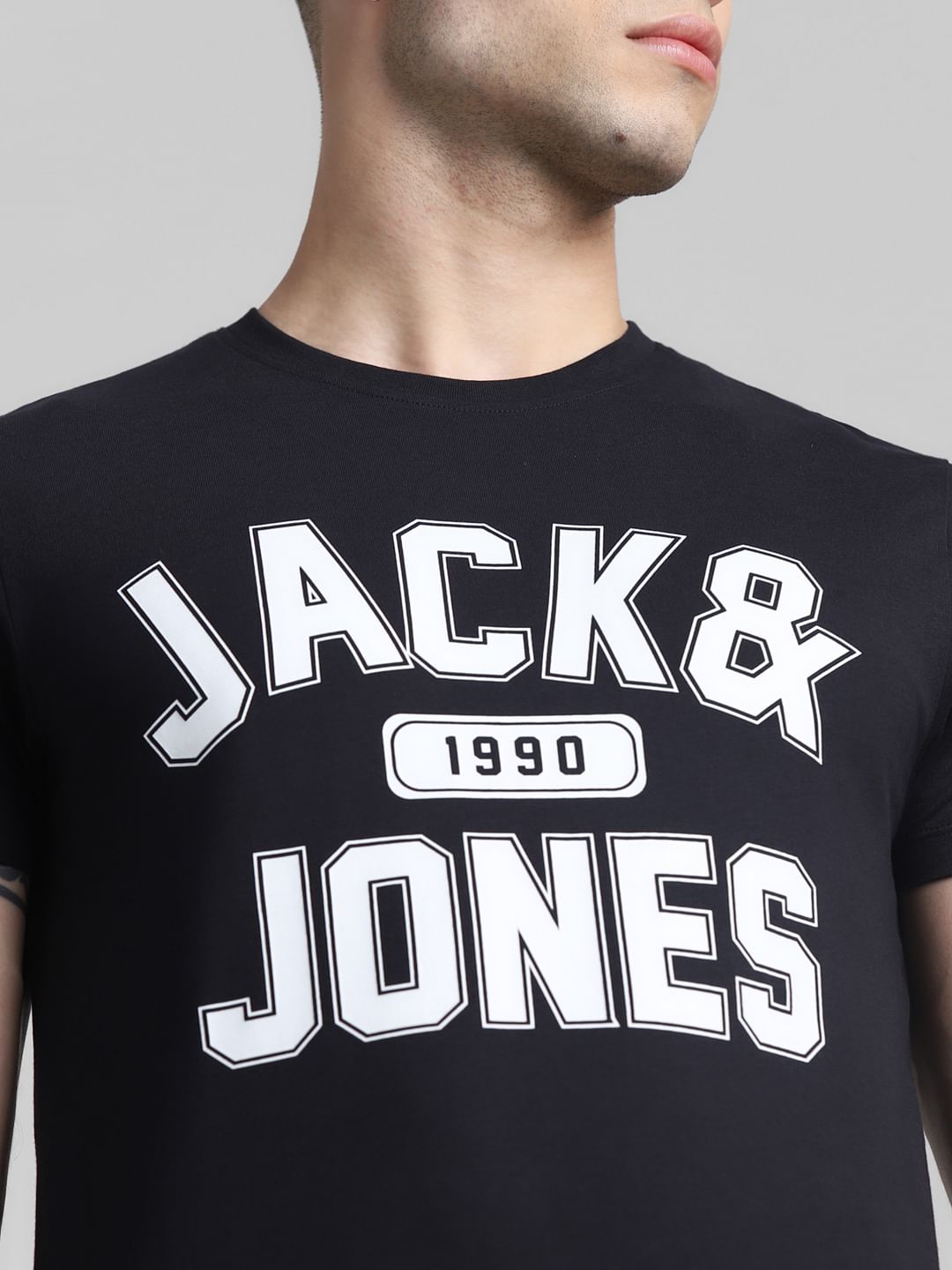 Black Logo Print Crew Neck T-shirt