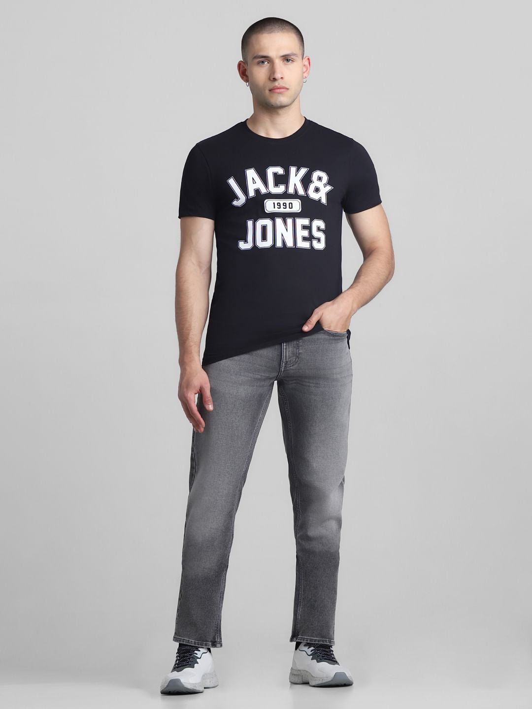 Black Logo Print Crew Neck T-shirt