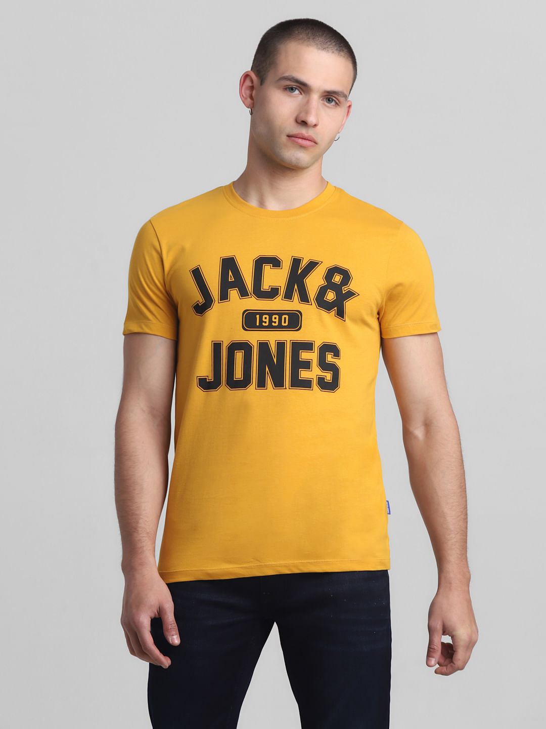 Yellow Varsity Logo Crew Neck T-shirt