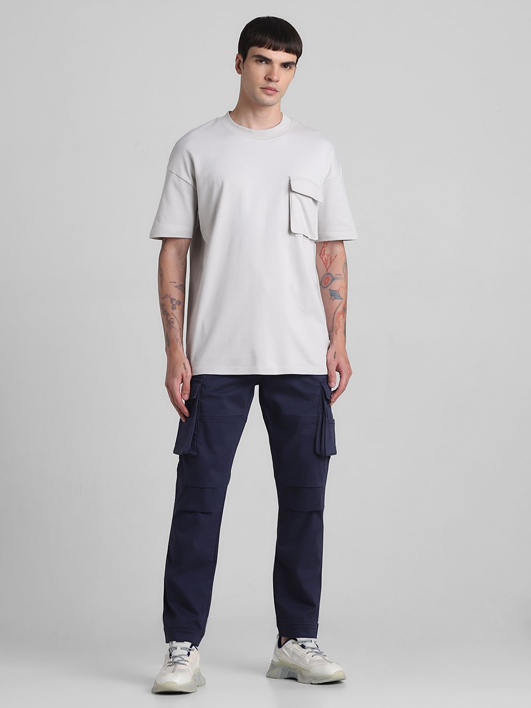 Light Grey Oversized Crew Neck T-shirt