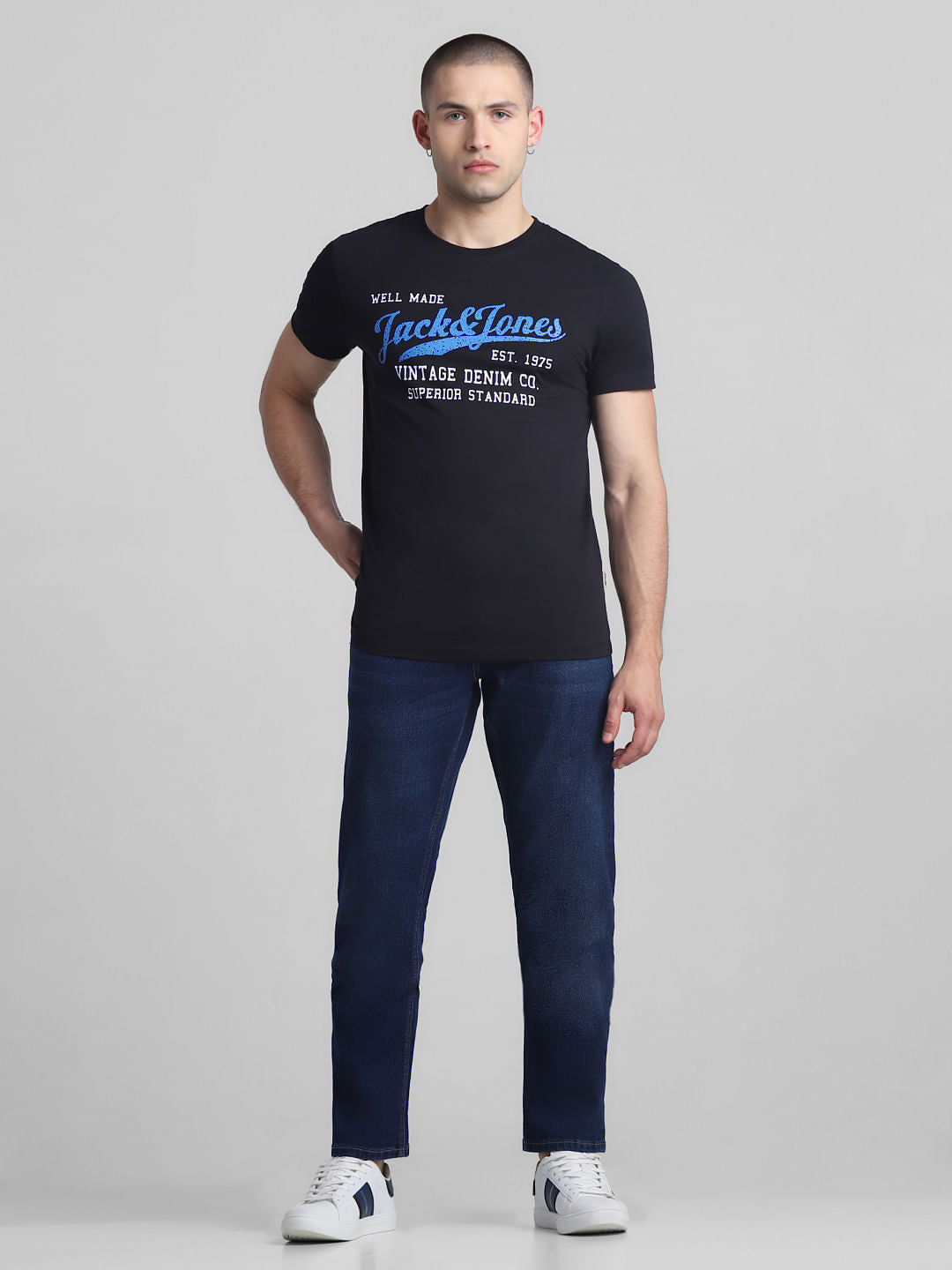 Black Logo Print Crew Neck T-shirt