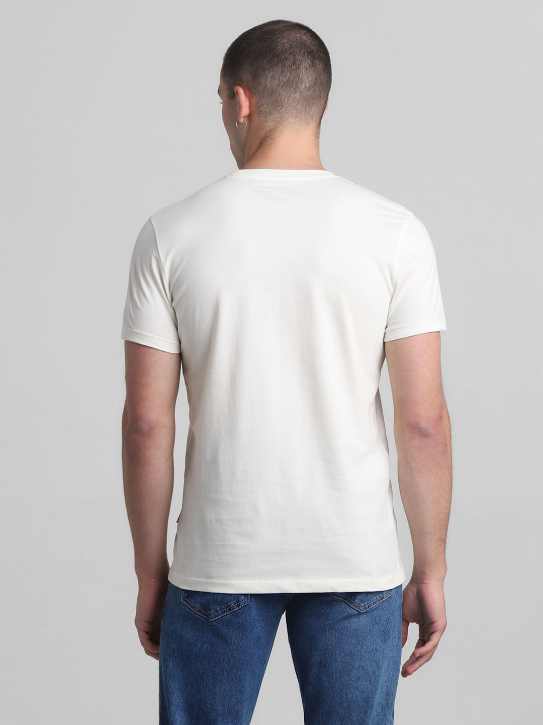 White Logo Print Crew Neck T-shirt