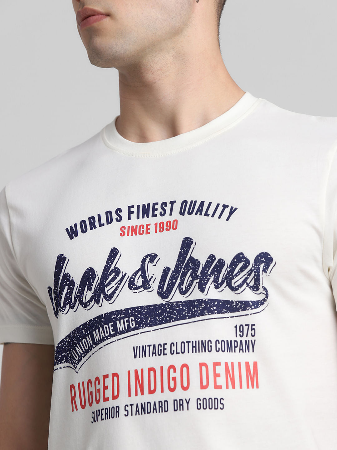 White Logo Print Crew Neck T-shirt