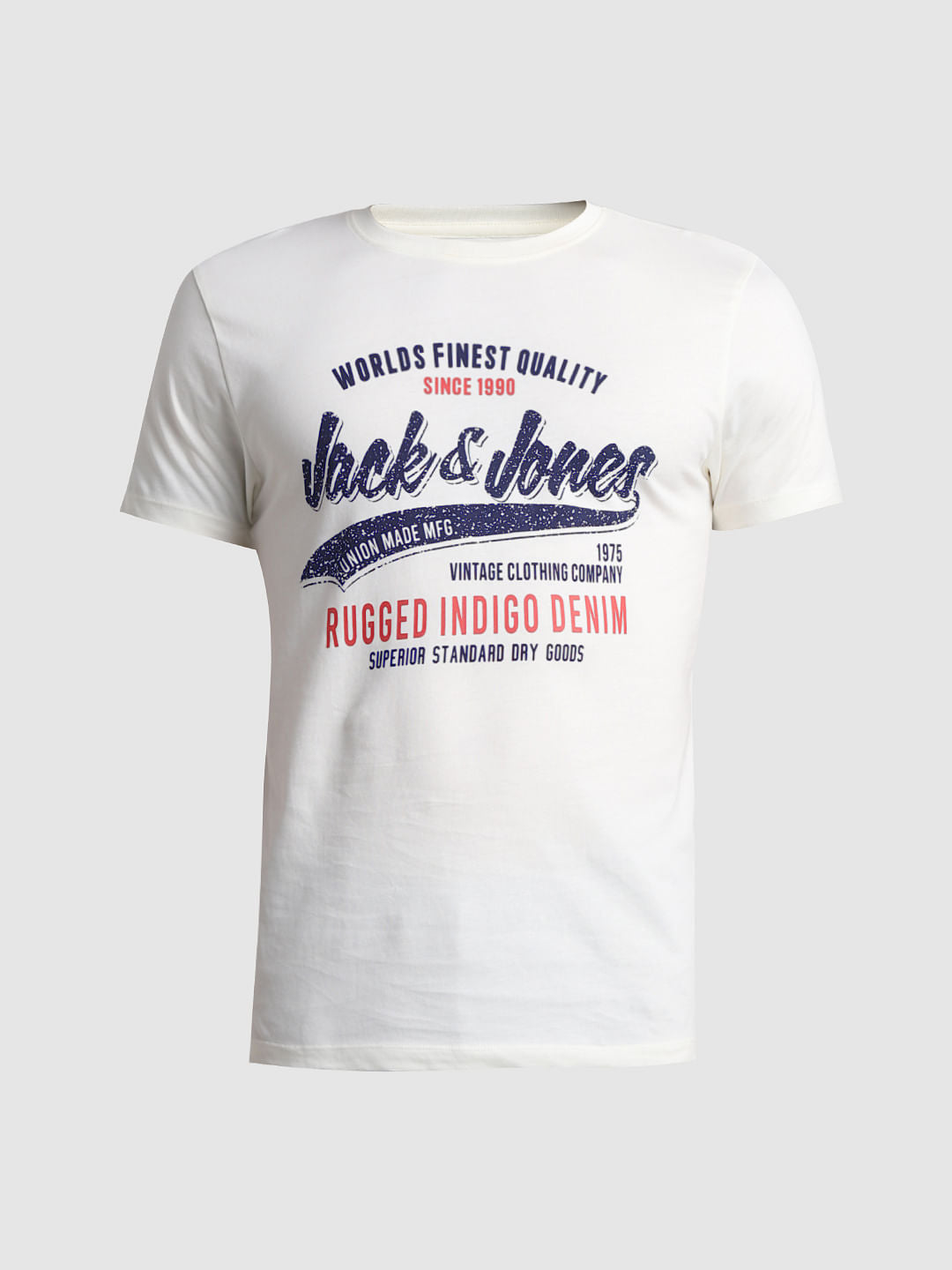 White Logo Print Crew Neck T-shirt