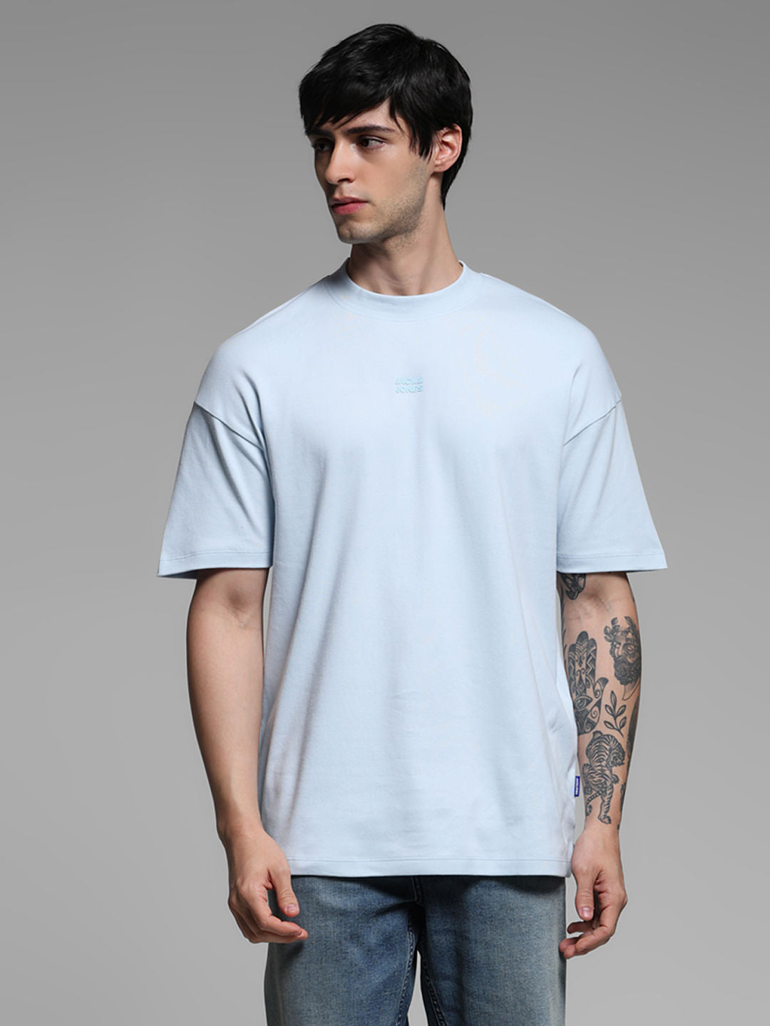 Light Blue Cotton Oversized T-shirt