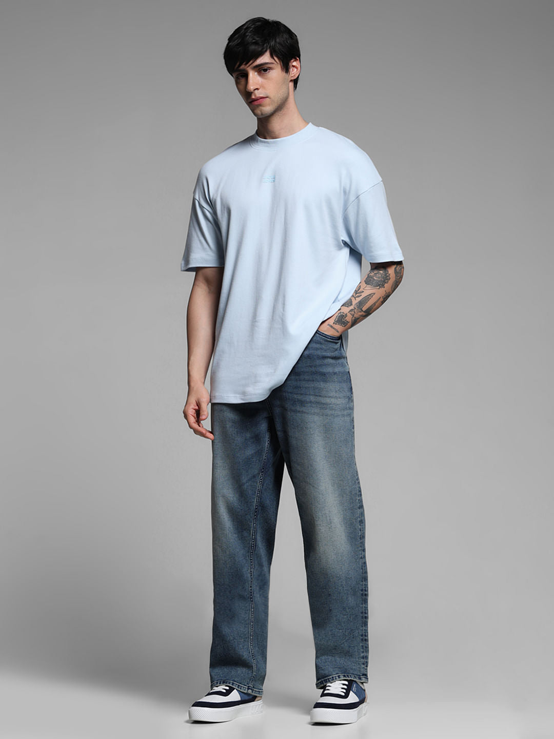 Light Blue Cotton Oversized T-shirt