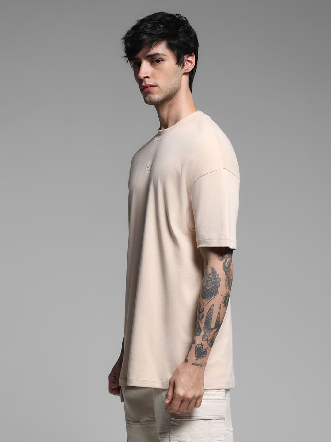 Beige Cotton Oversized T-shirt