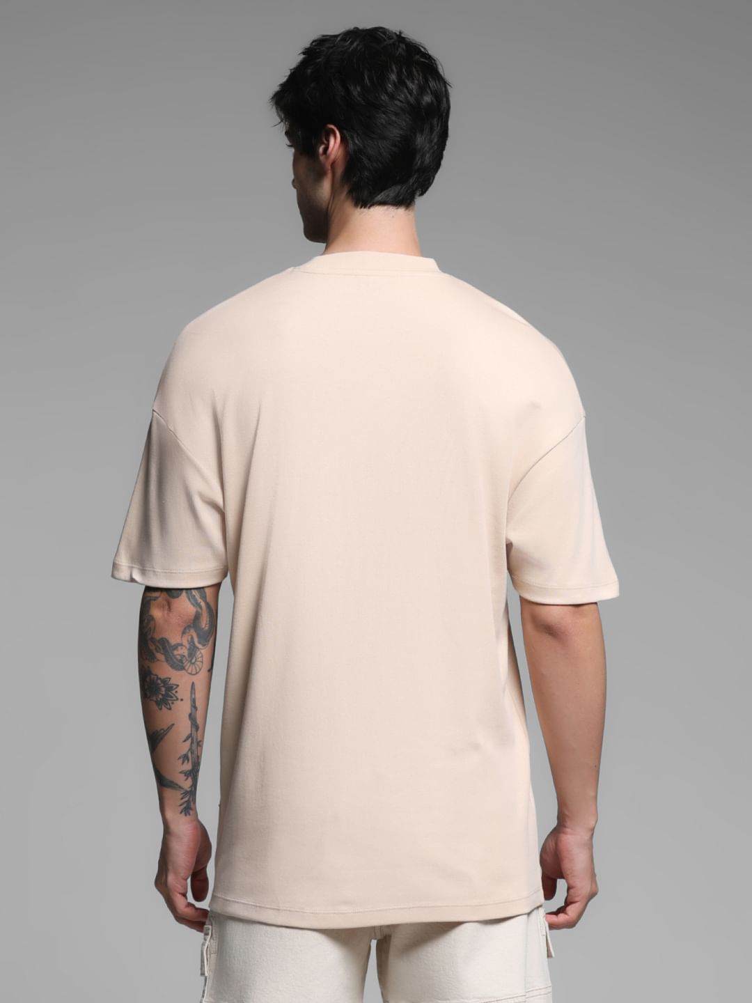 Beige Cotton Oversized T-shirt