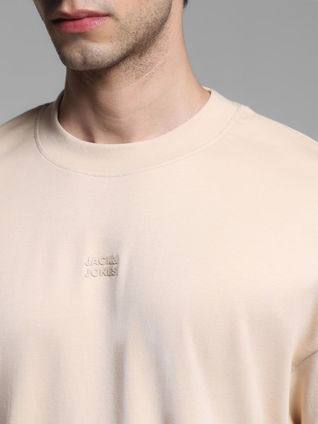 Beige Cotton Oversized T-shirt