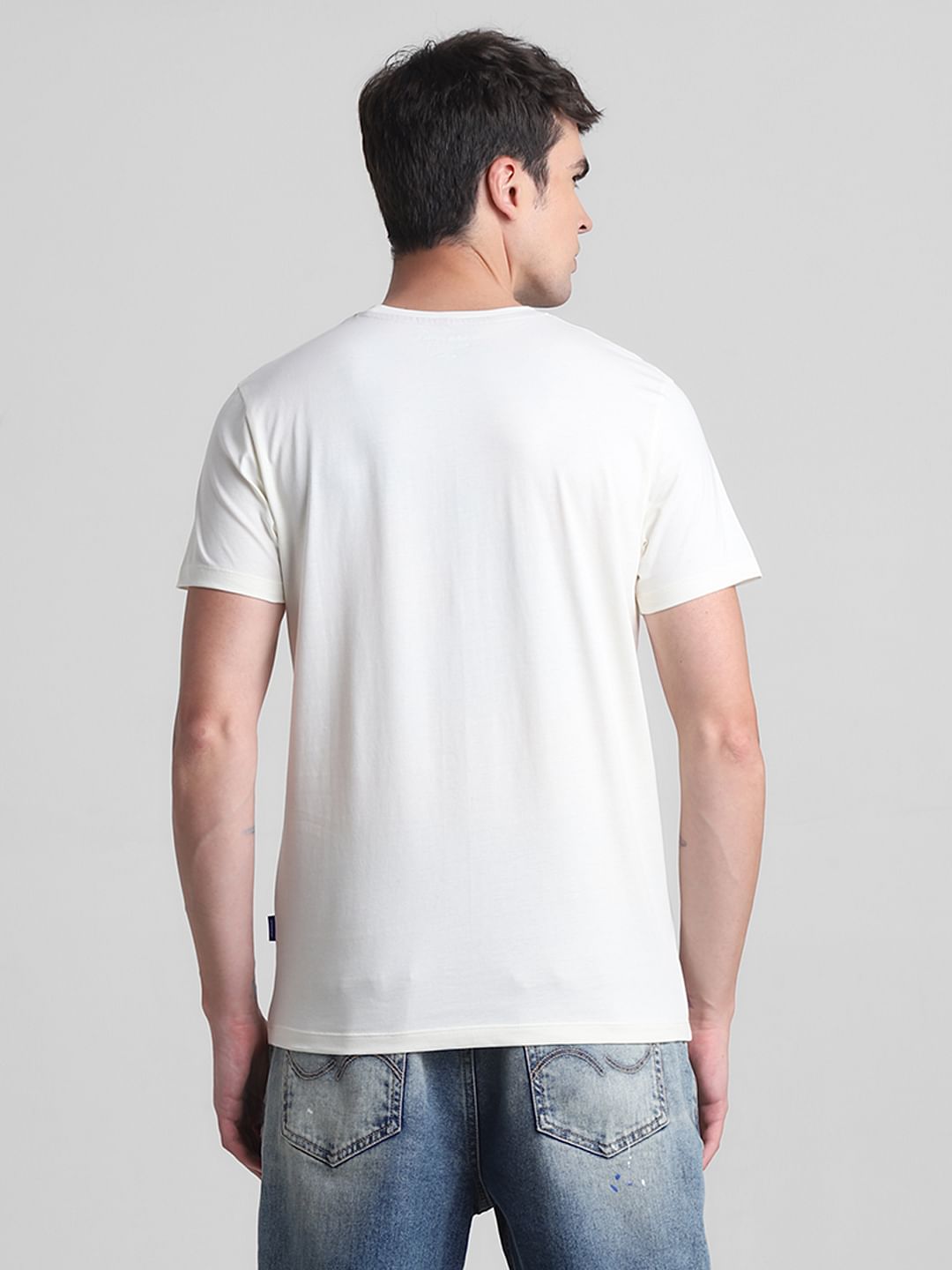 White Logo Print Crew Neck T-shirt