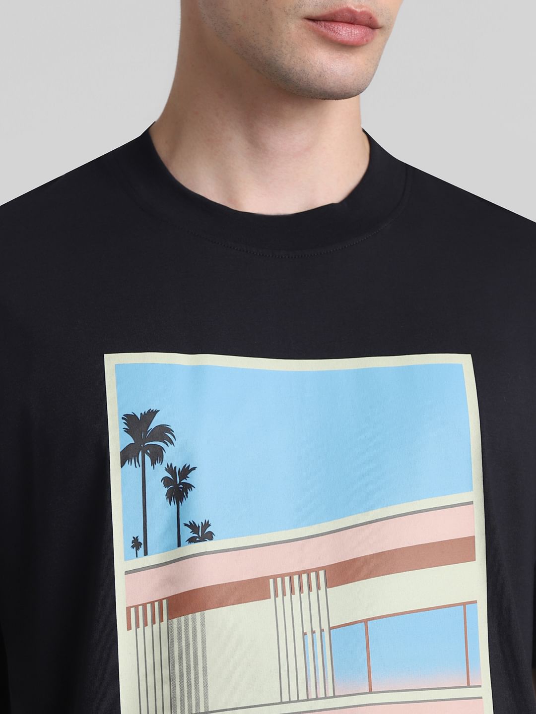 Black Graphic Print Oversized T-shirt